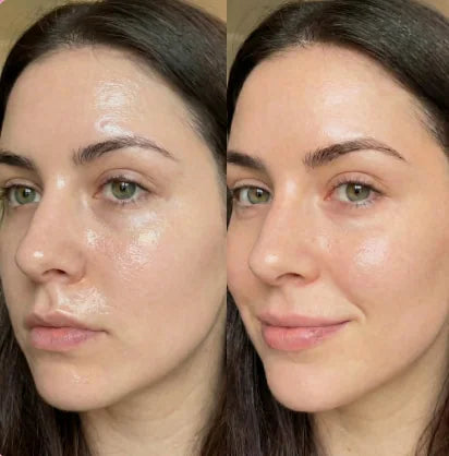 Before and after style glow routine photo