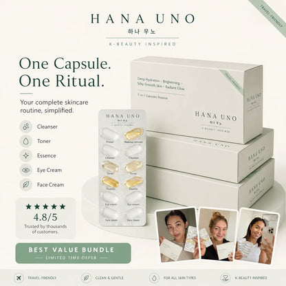 Daily glow Korean skincare capsules from HANA UNO for busy mornings and travel